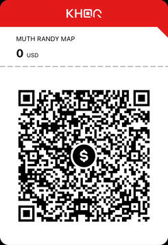 KHQR original donation QR graphic showing MUTH RANDY MAP