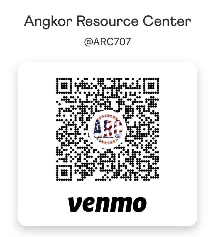 Venmo original donation QR graphic showing Angkor Resource Center, @ARC707