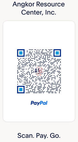 PayPal original donation QR graphic showing Angkor Resource Center, Inc.